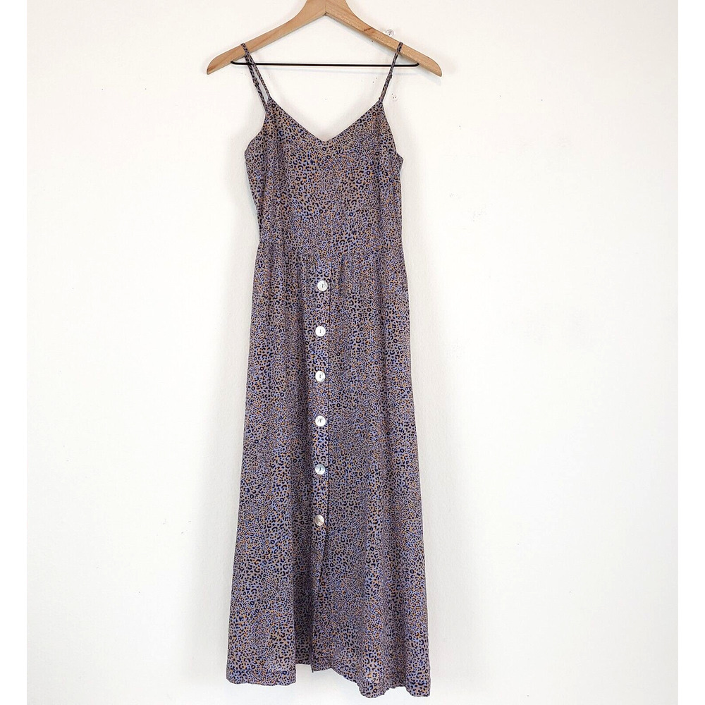 Seafolly SIZE XS Spahetti Strap Spirit Animal Print Button Front Midi Dress FLAW